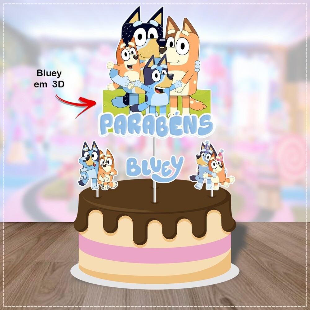 Topo de bolo 8 - Bluey a