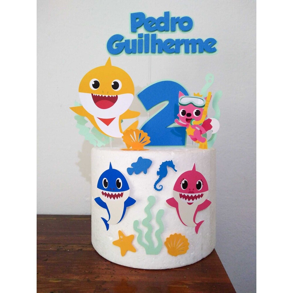 Topo de bolo 01 - Baby Shark a