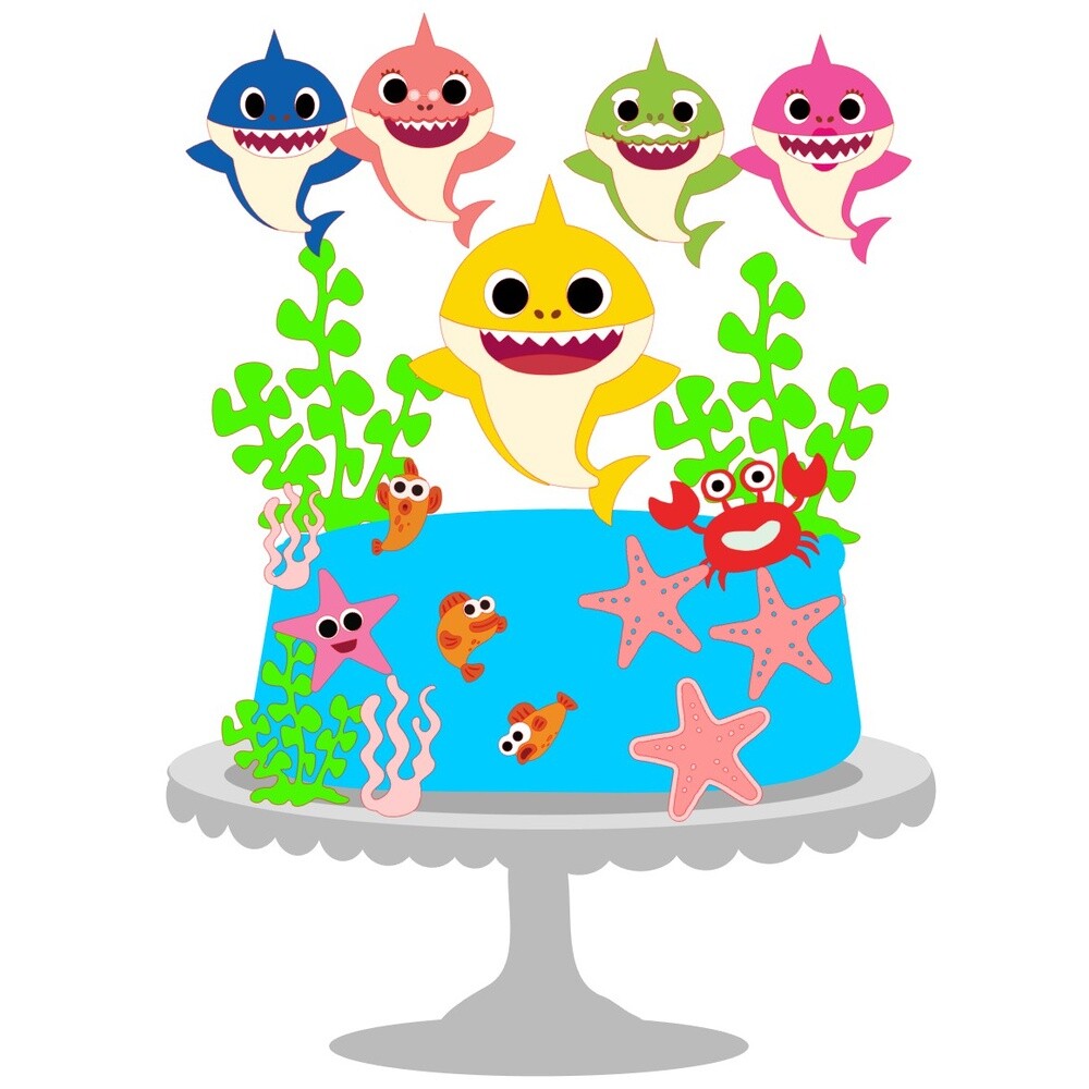 Topo de bolo 05 - Baby Shark a