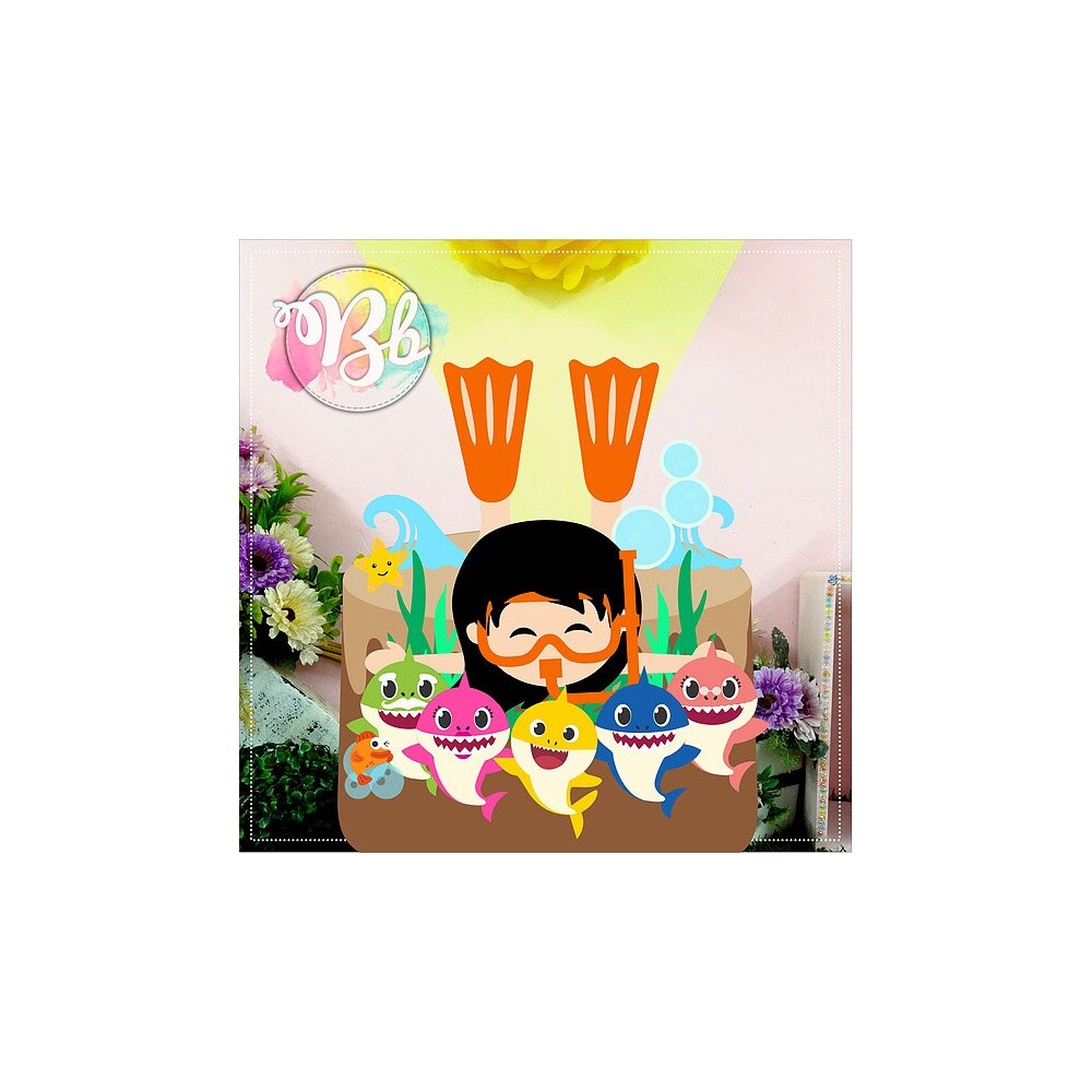 Topo de bolo 07 - Baby Shark a
