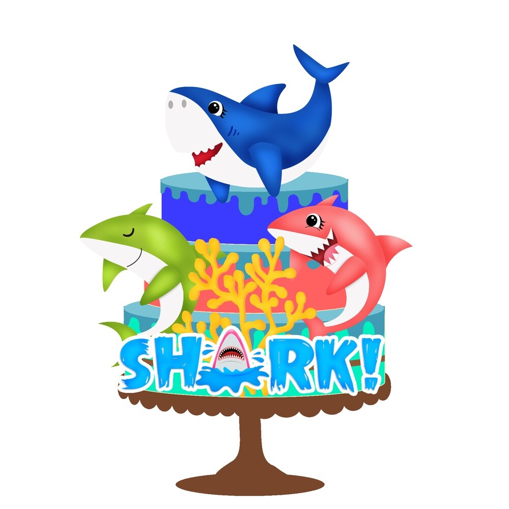 Topo de bolo 19 - Baby Shark a