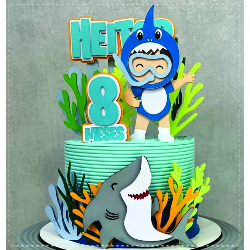 Topo de bolo 35 - Baby Shark a