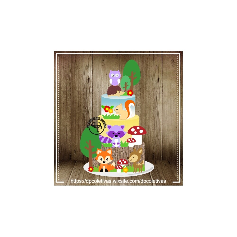 Topo de bolo 04 - Bosque a