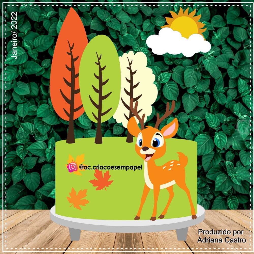Topo de bolo 17 - Bosque a