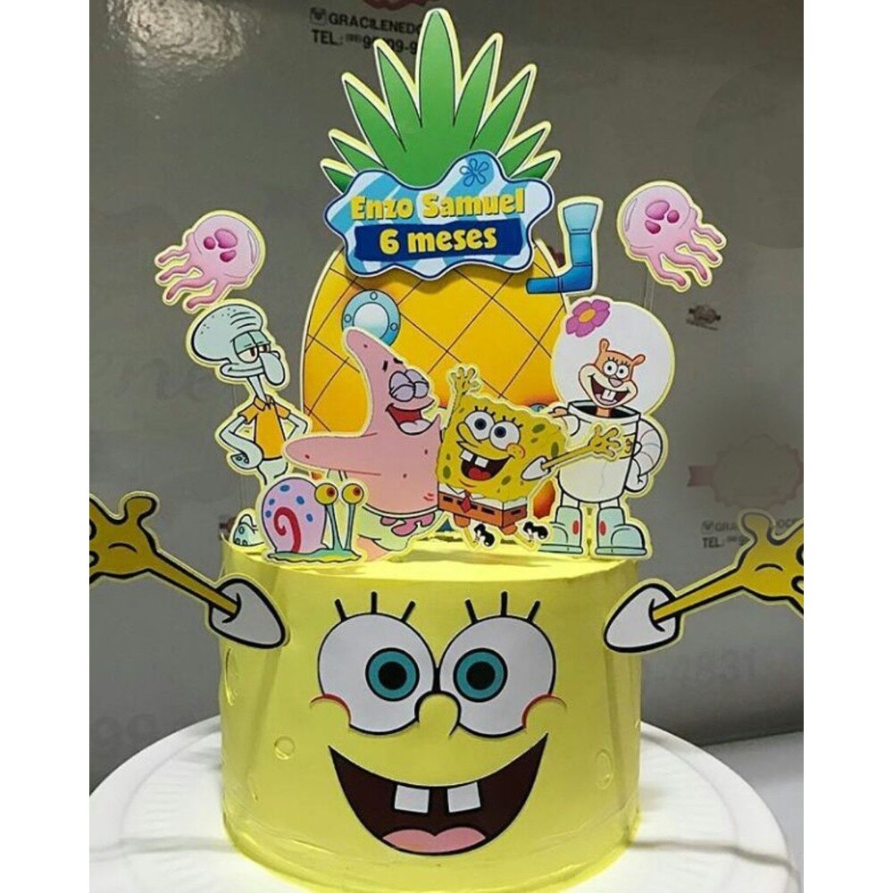 Topo de bolo 10 - Bob Esponja a
