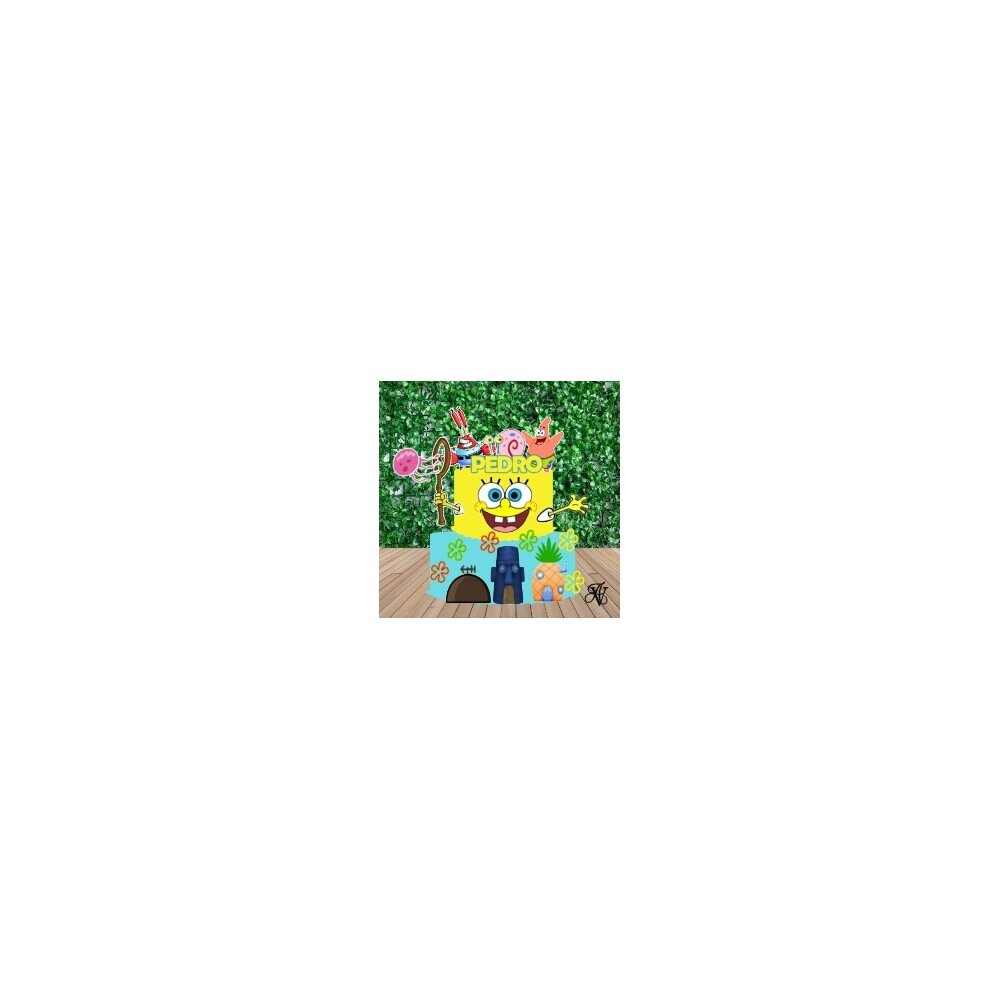 Topo de bolo 8 - Bob Esponja a