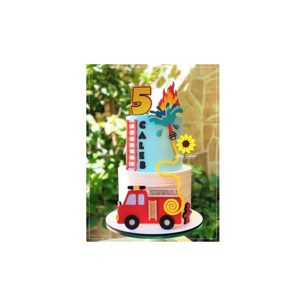 Topo de bolo 01 - Bombeiros a
