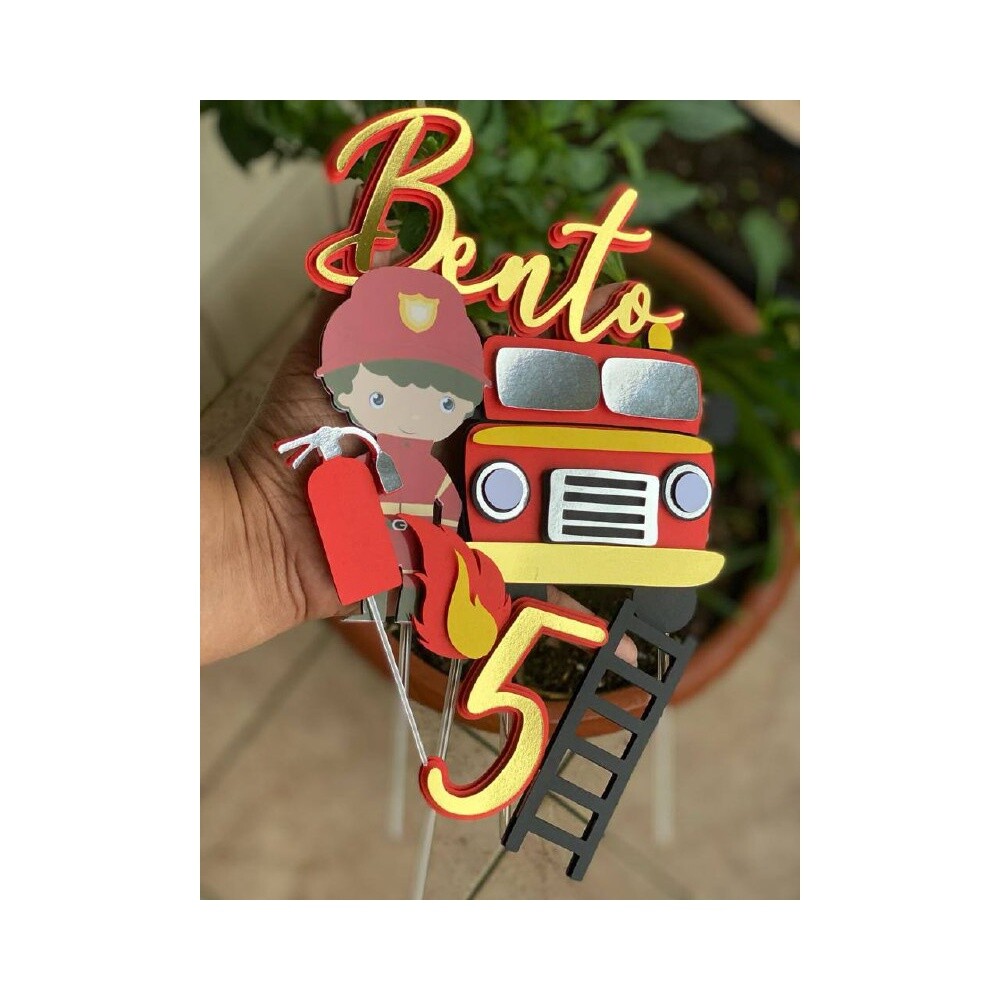 Topo de bolo 17 - Bombeiros a