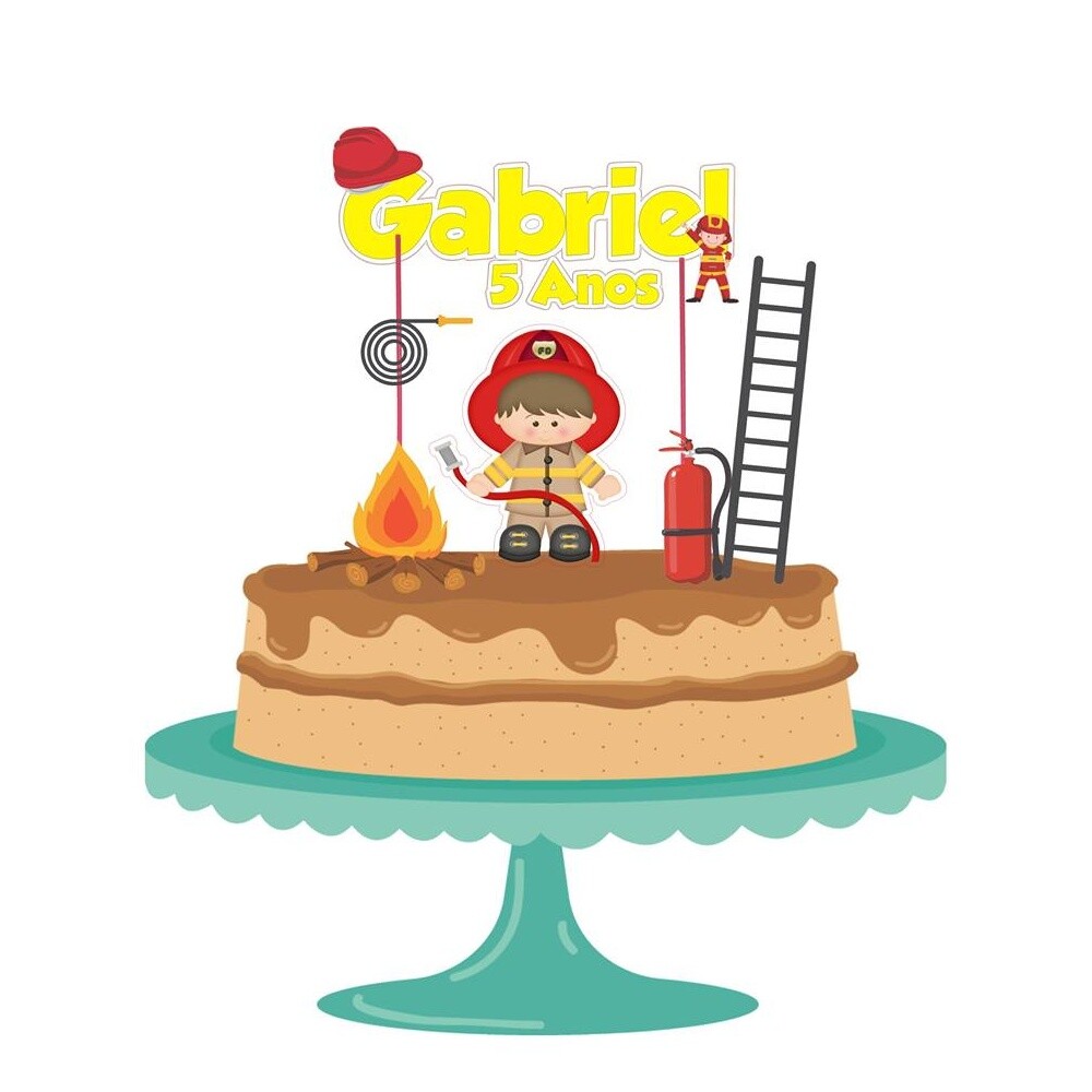 Topo de bolo 21 - Bombeiros a