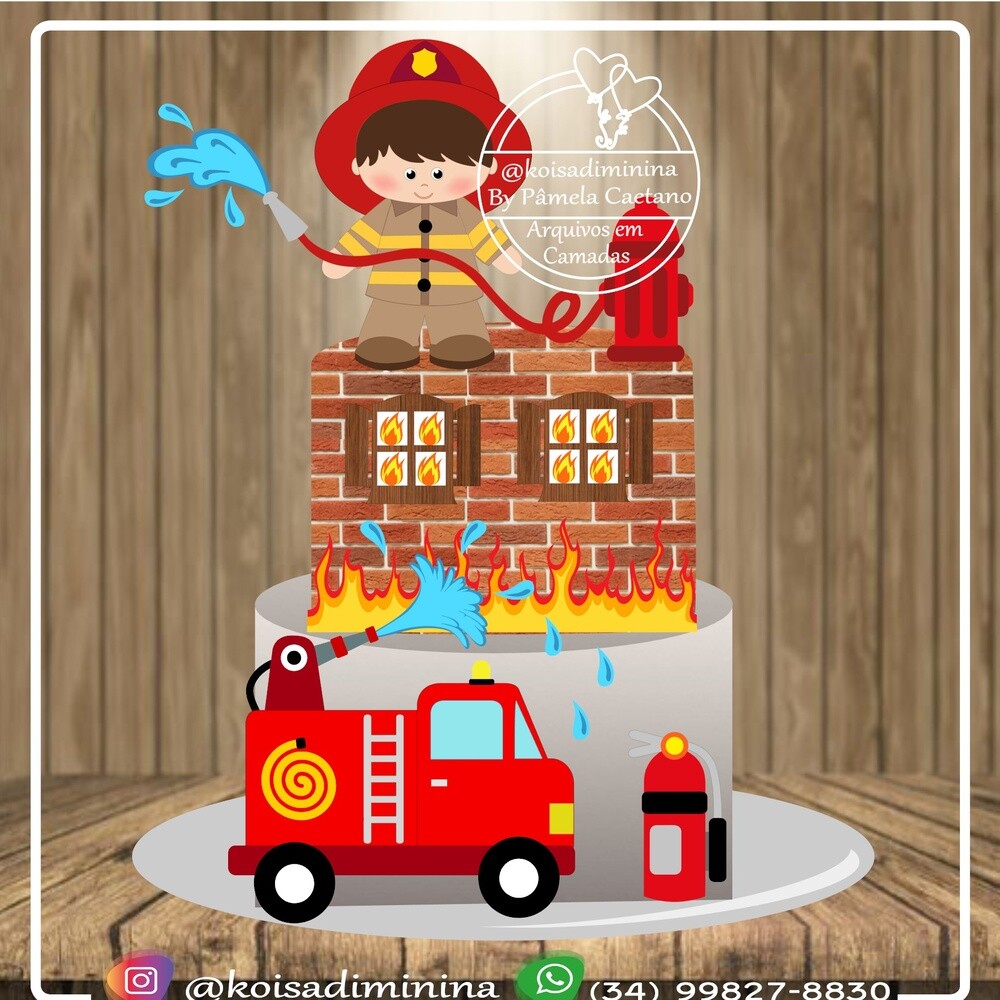 Topo de bolo 6 - Bombeiros a