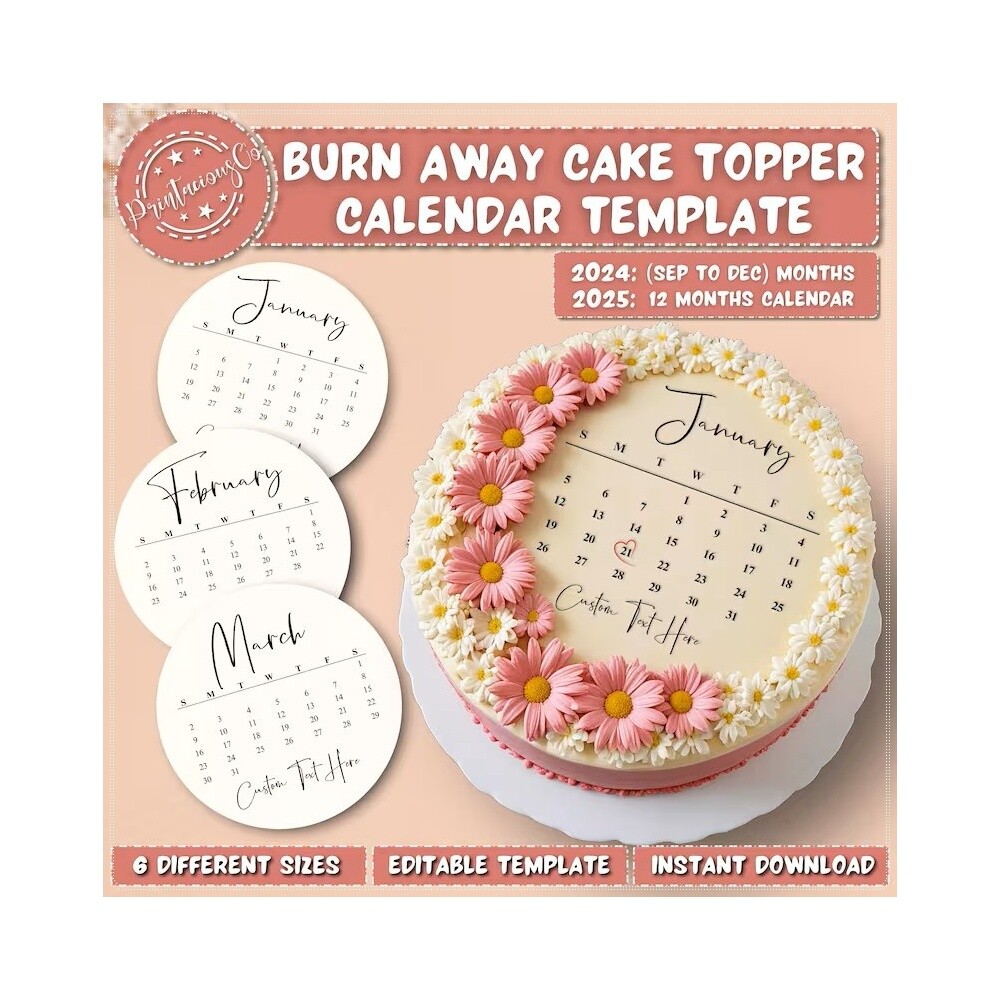 Topo de bolo 02 - Calendario a