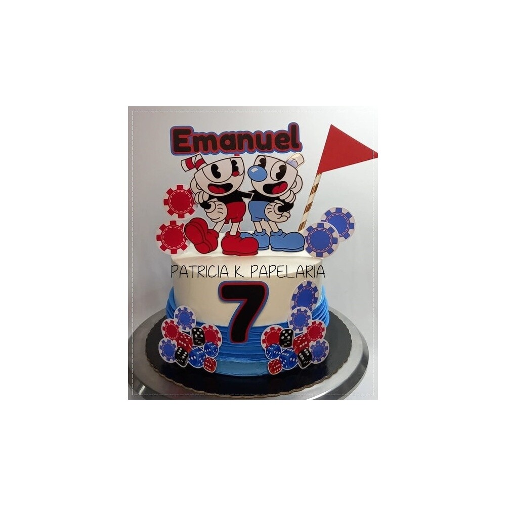 Topo de bolo 02 - Cuphead a