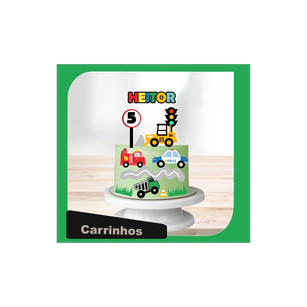 Topo de bolo 18 - Carrinhos a
