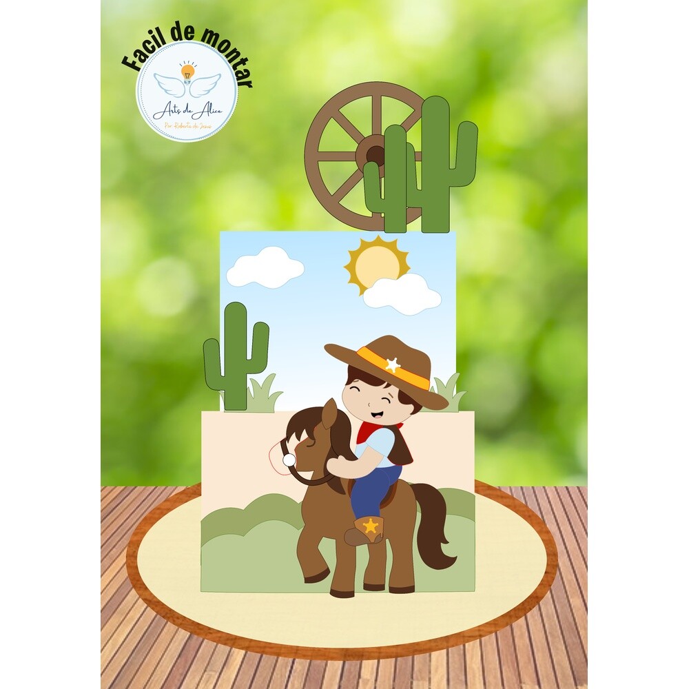 Topo de Bolo Country - Cowboy 23