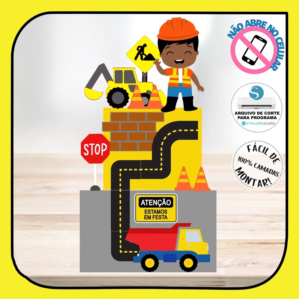 Topo de Bolo Construção 28