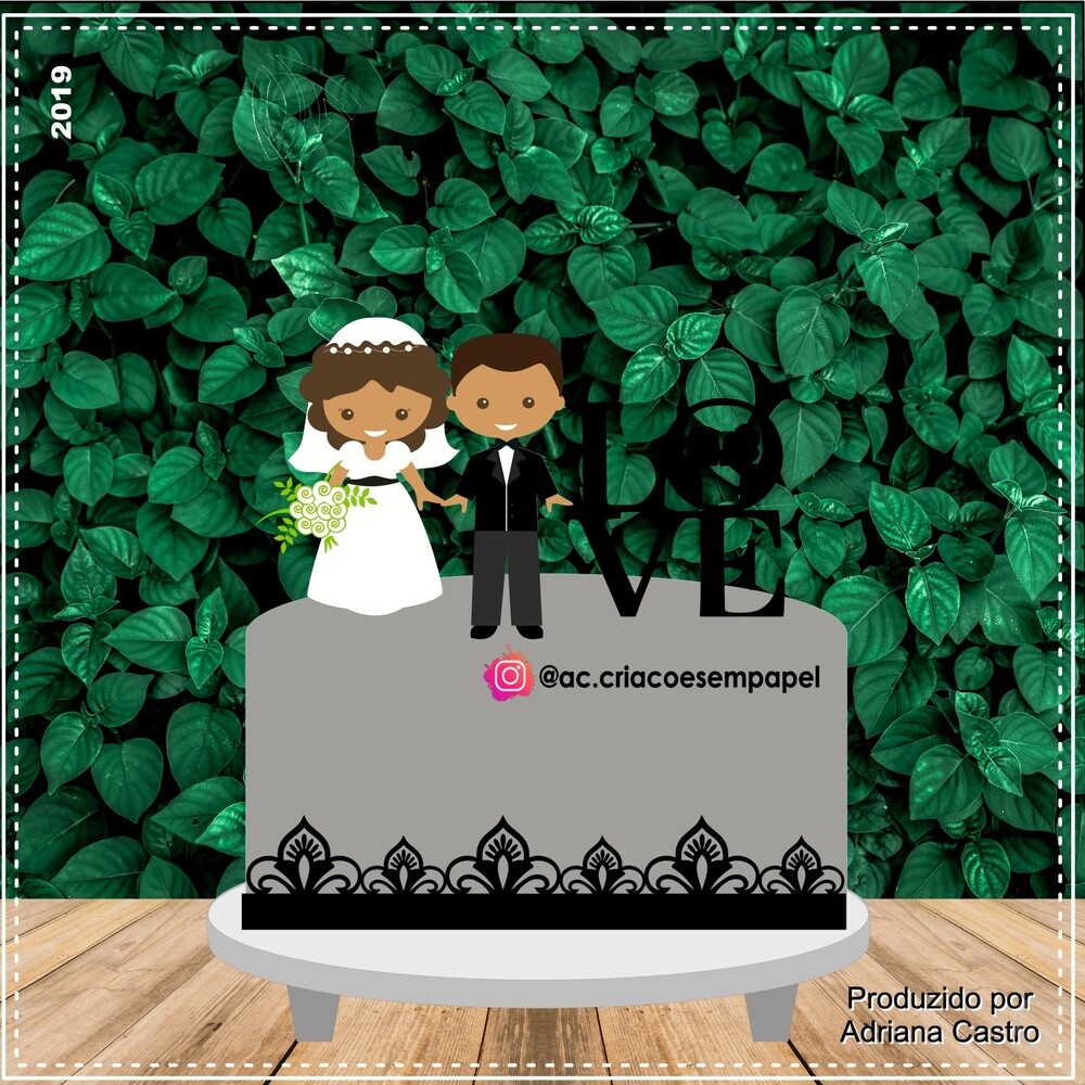 Topo de bolo 14 - Casamento a