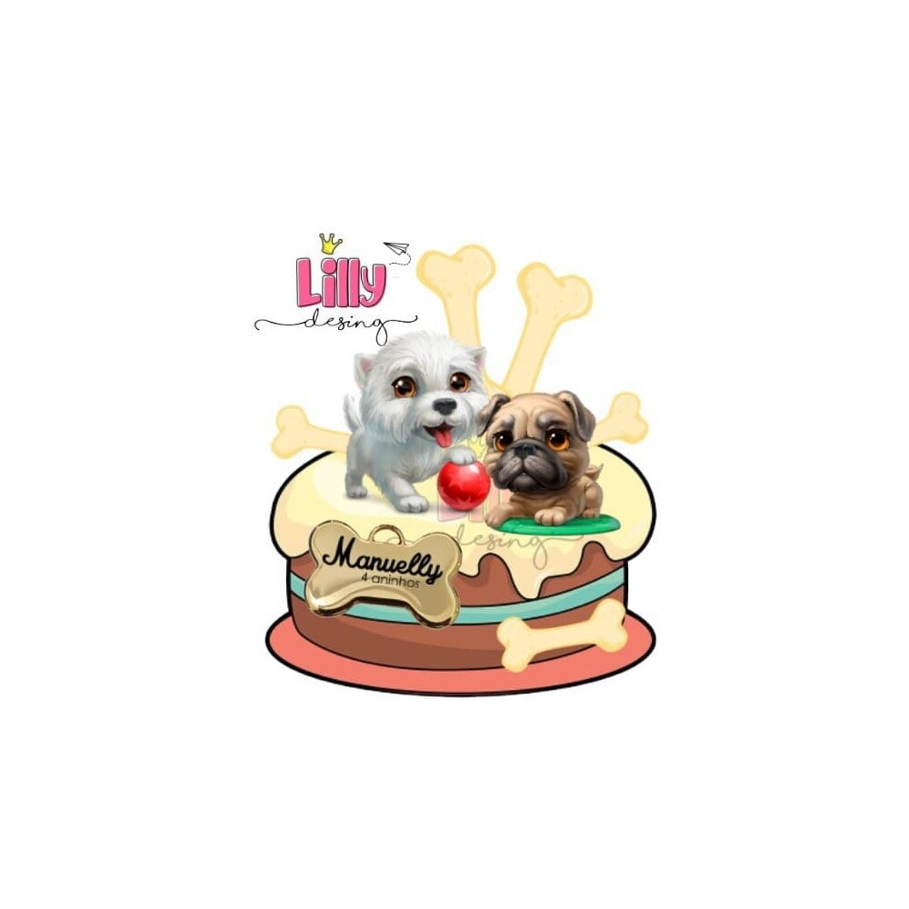 Topo de bolo 16 - Cachorrinho a