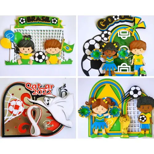 Pack topos de bolo em camada copa do mundo - brasil