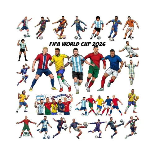 Pacote de imagens transparente PNG de estrelas jogadores de futebol, Copa do Mundo de 2026