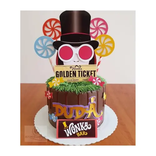 Topo de bolo 02 - A Fantástica Fábrica de Chocolates a