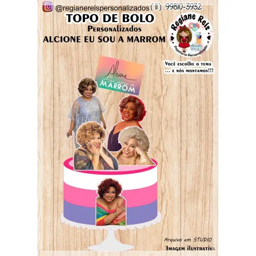 Topo de bolo 01 - Alcione a