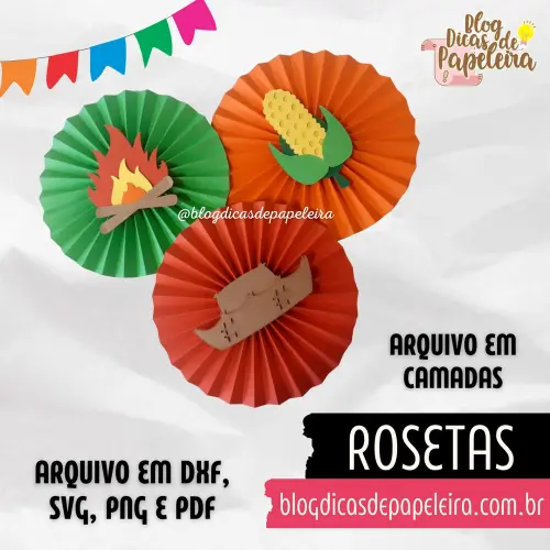 Rosetas Festa Junina - _blogdicasdepapeleira