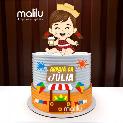Topo de Bolo Junino Menina Caipira