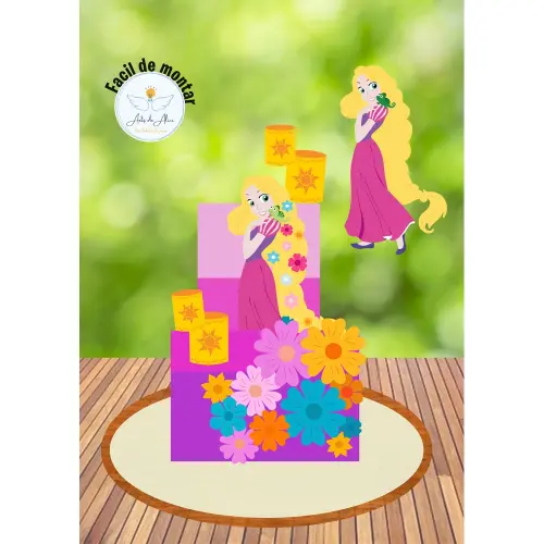 Topo de Bolo Enrolados - Rapunzel 06