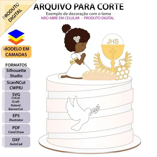 Topo de Bolo Eucaristia - Primeira Comunhão 13