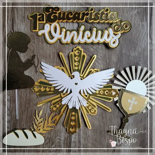 Topo de Bolo Eucaristia - Primeira Comunhão 18