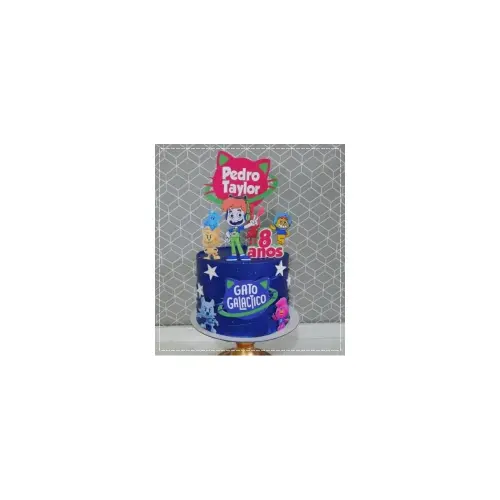 Topo de Bolo Gato Galáctico 03 para imprimir