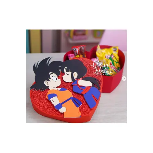 Arquivo de corte Caixa coração goku e milk