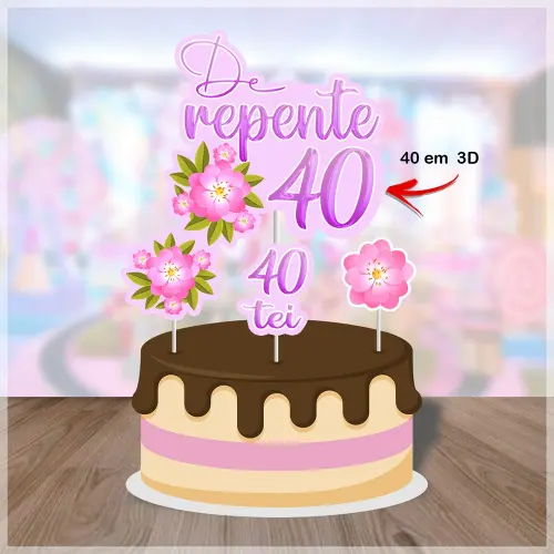 Arquivo de Corte Topo de Bolo 04 - 40 Anos a