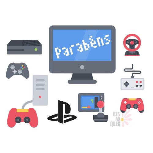 Topo de Bolo Gamer - Vídeo Game 26 Kits Digitais para Imprimir
