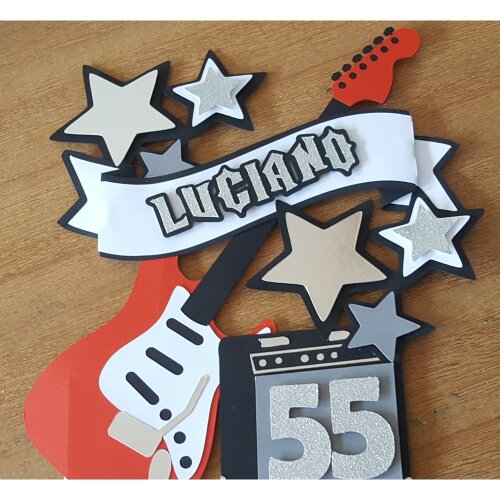 Topo de Bolo Guitarra 02 para imprimir