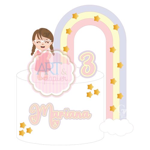 Topo de bolo 04 - Arco Iris a