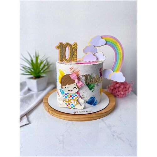 Topo de bolo 09 - Arco Iris a
