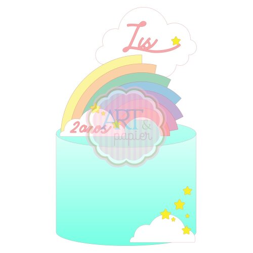 Topo de bolo 18 - Arco Iris a