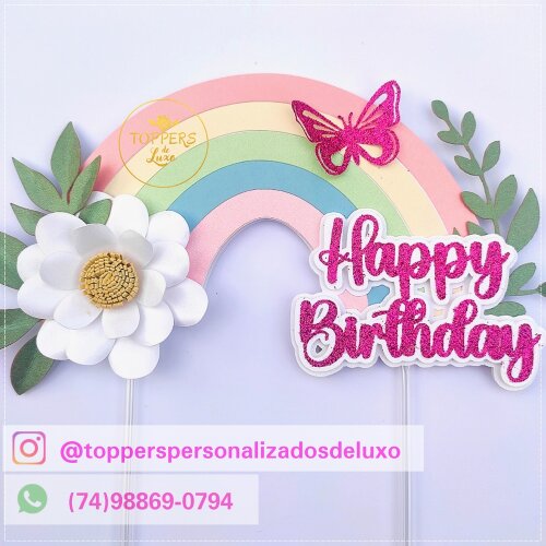 Topo de bolo 37 - Arco-Íris a