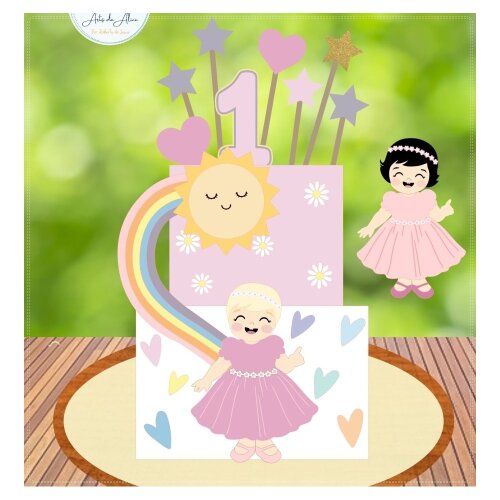 Topo de bolo 52 - Arco Iris a