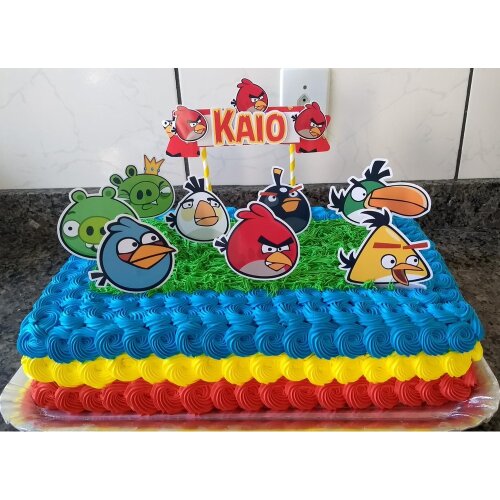 Topo de bolo 01 - Angry Birds a