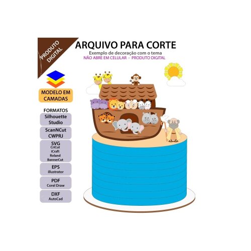 Topo de bolo 09 - Arca de Noé a