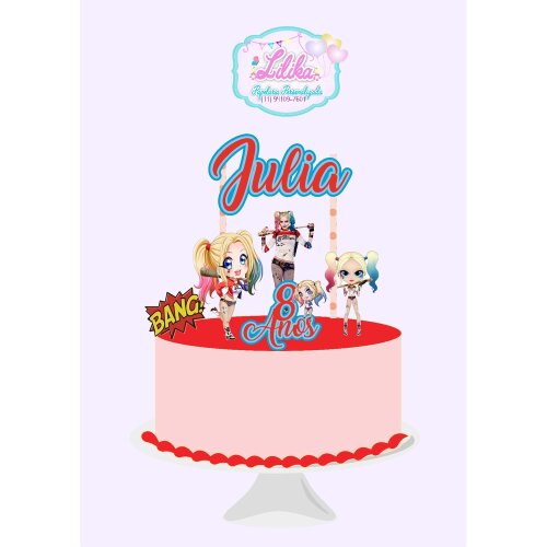 Topo de bolo 16 - Arlequina a