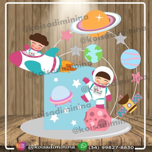 Topo de bolo 09 - Astronautas a