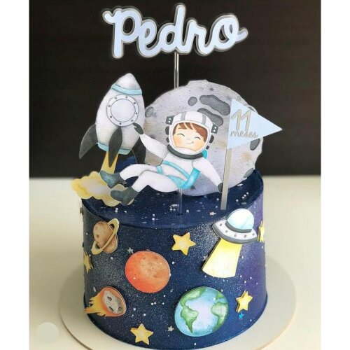 Topo de bolo 22 - Astronautas a
