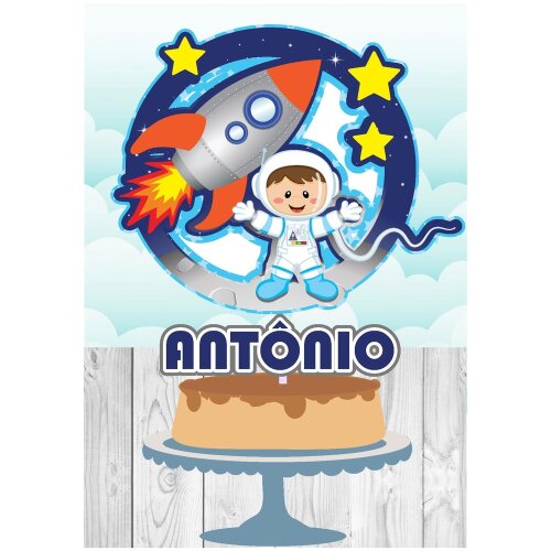 Topo de bolo 28 - Astronautas a