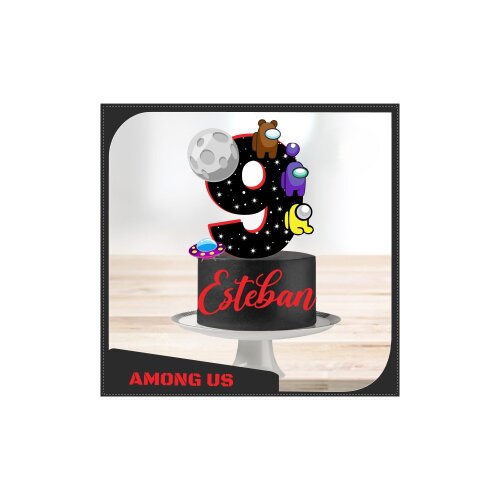 Topo de bolo 11 - Among Us a
