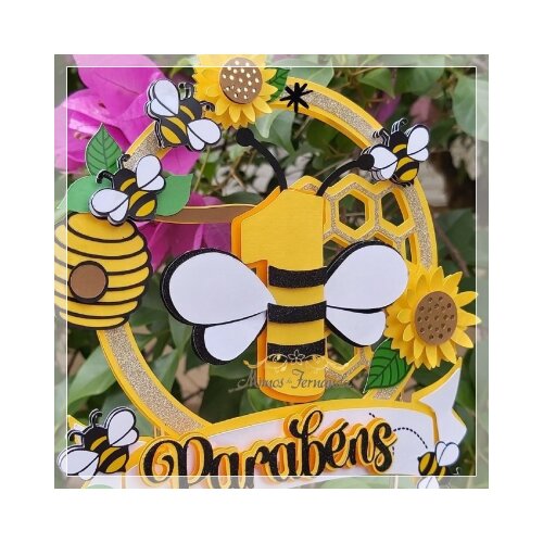 Topo de bolo 16 - Abelhinha a