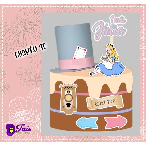 Topo de bolo 29 - Alice no Pais das Maravilhas a