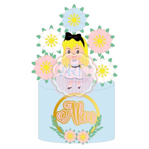 Topo de bolo 34 - Alice no Pais das Maravilhas a